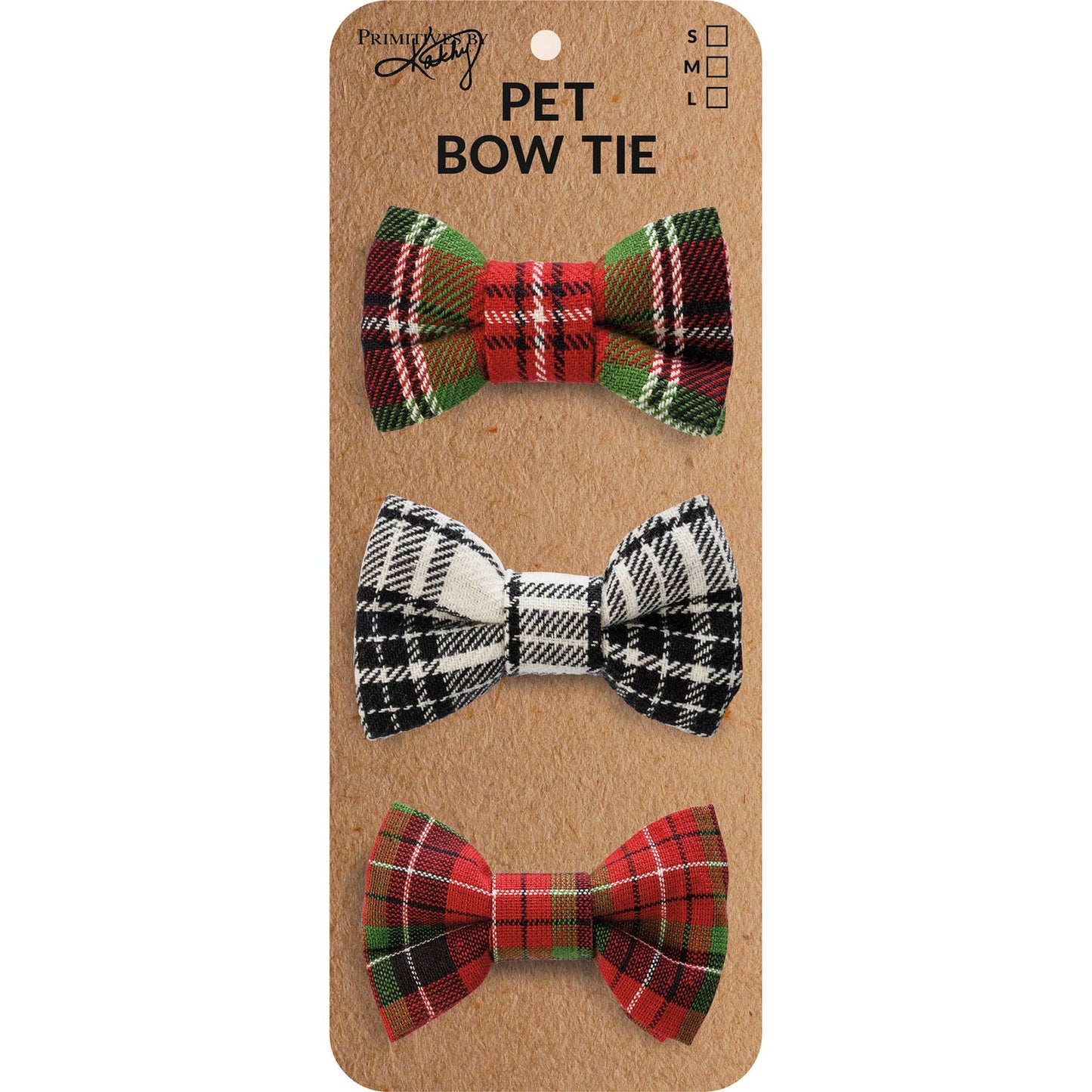 Christmas Plaid Medium Pet Bow Tie Set