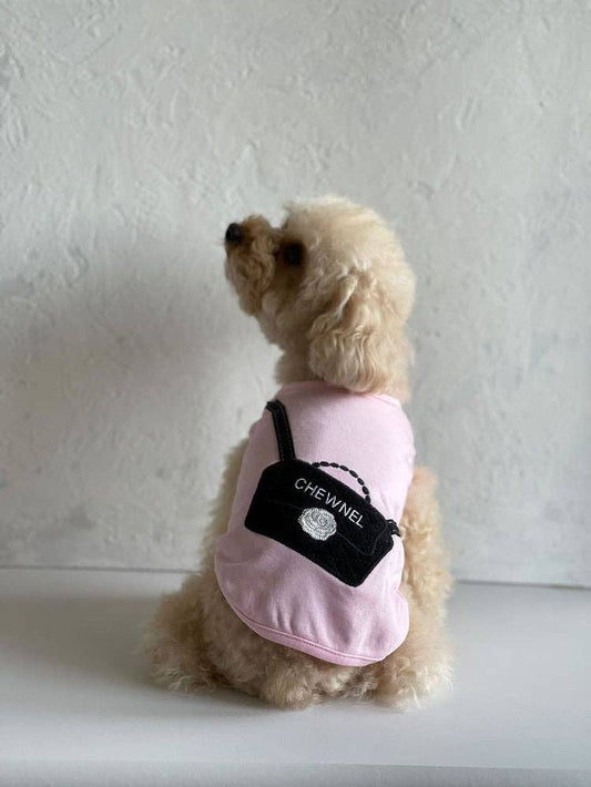 Chewnel Crossbody Black & White Flower on Pink