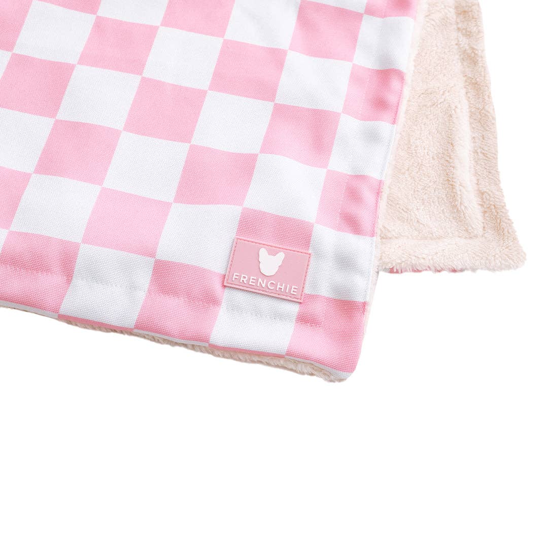 Frenchie Blanket - Pink Checkered