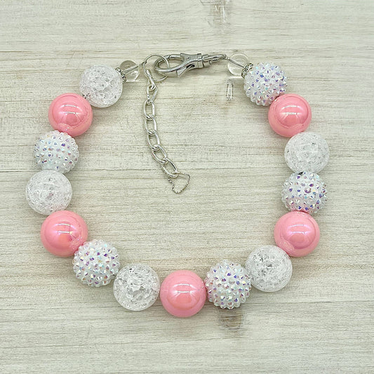Pink and Shimmery Dog Necklace