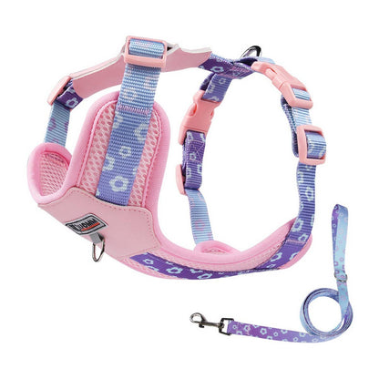 Stylish Dog Harness with Leather Back and Leash