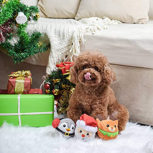 HugSmart Pet - Happy Woofmas Santa - Dog Ball Toy