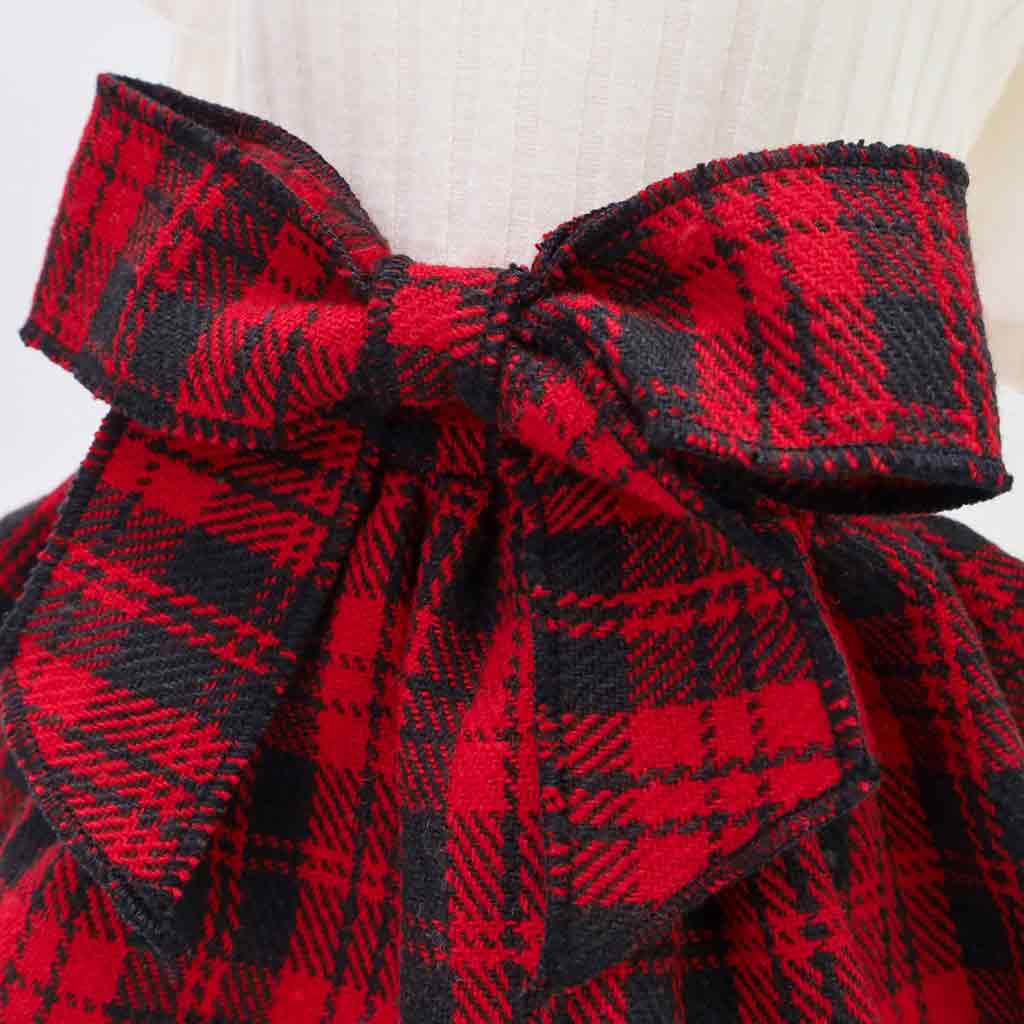 Ruffle Sleeves Plaid Sweater Dog Dress