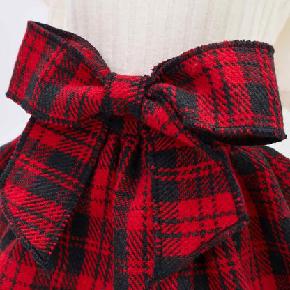 Ruffle Sleeves Plaid Sweater Dog Dress