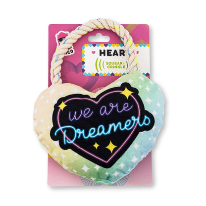 Juguete de peluche para perros Love Heart con función de arrugas y chirridos