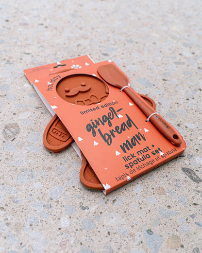 Juego de tapete y espátula para lamer con forma de hombre de jengibre
