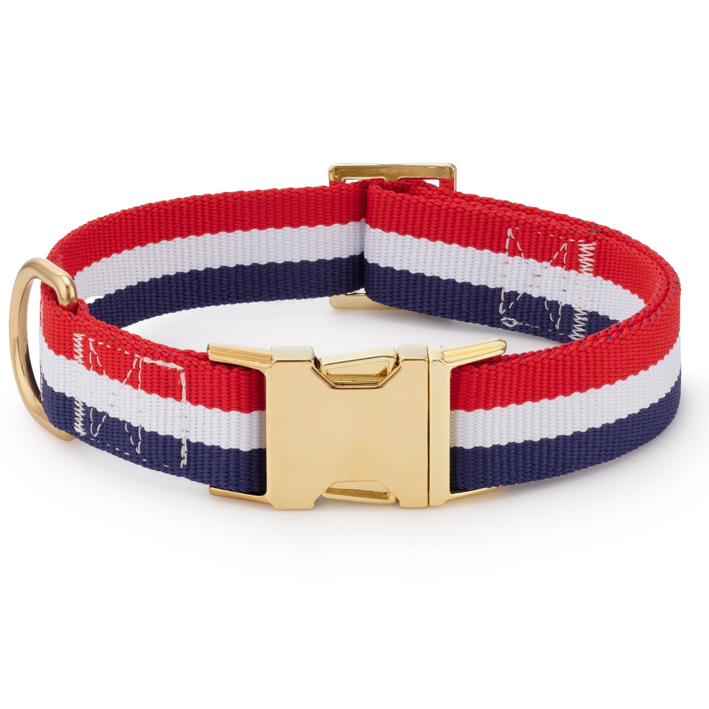 Red, White, and Blue Striped Webbing Dog Collar