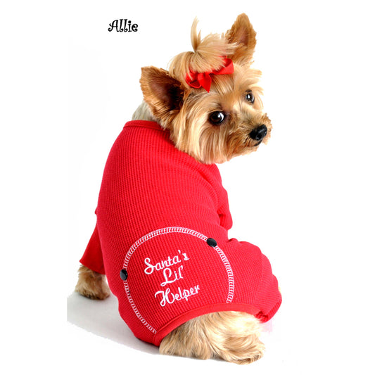 Christmas Red "Santa's Lil' Helper" Embroidered Pajamas