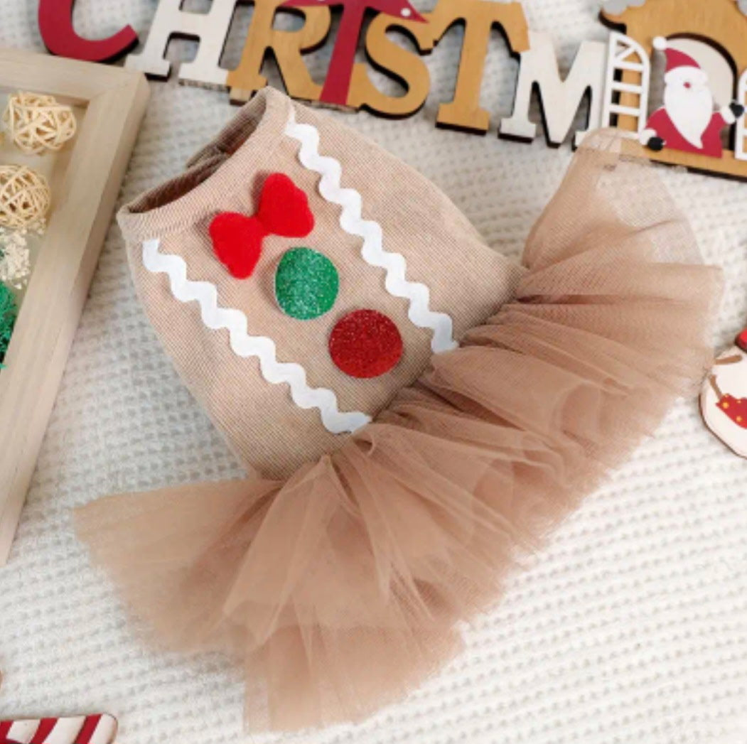 Gingerbread Tutu Dog Dress
