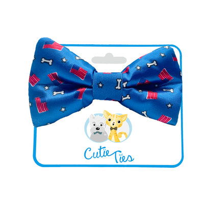 Red, White and Bones American Flag USA Dog Bow Tie