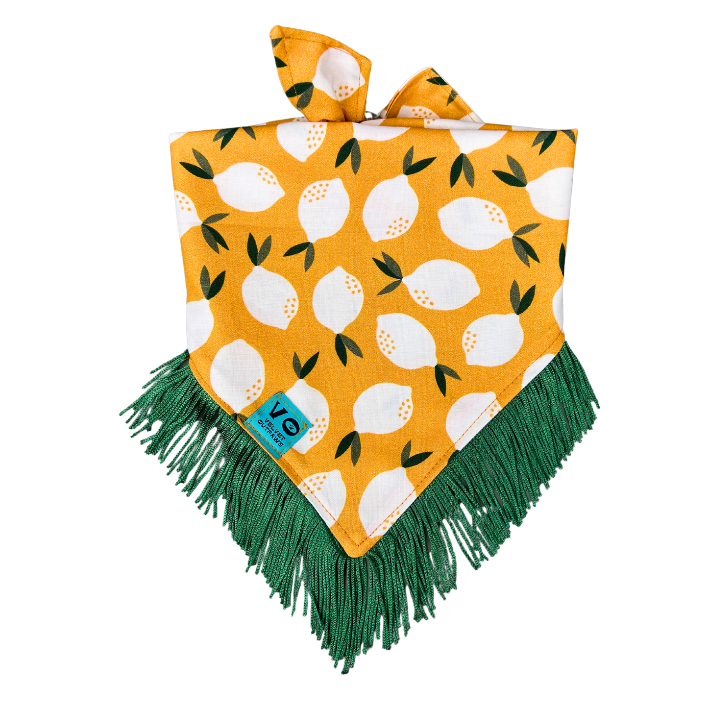 Lemon with Green Fringe Dog Bandana