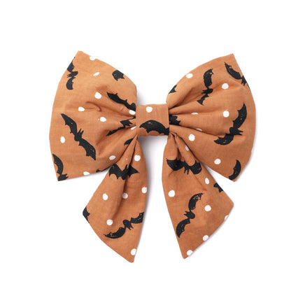 Orange Batty Halloween Sailor Bow