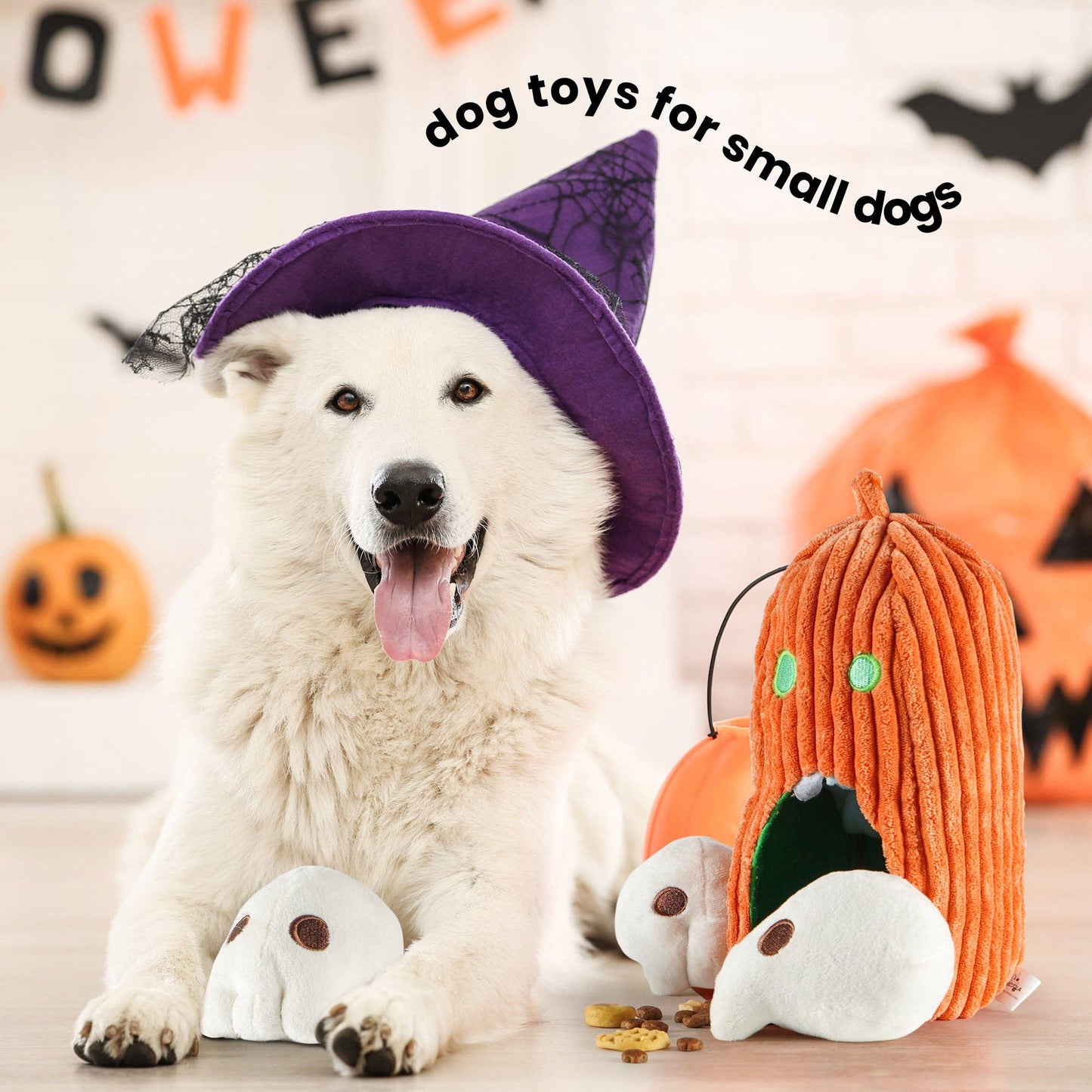 Nocciola 4 PCS Halloween Dog Toys, Pumpkin & Skulls Dog Spooky Toys