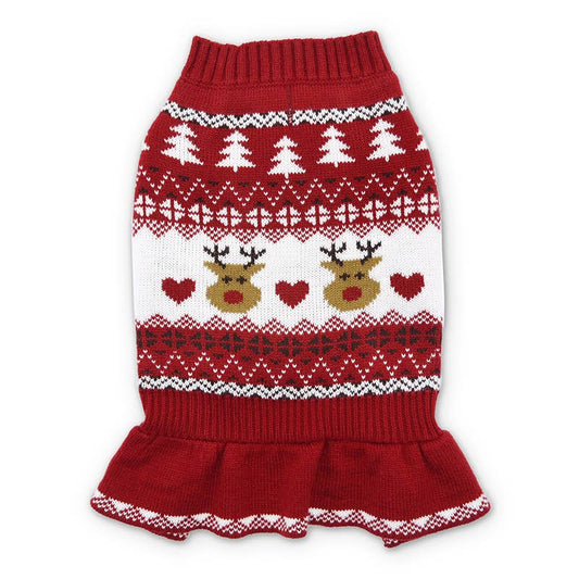 Reindeer Fair Isle Dog Sweater Dress