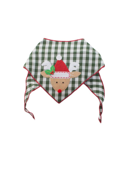 Red Nosed Reindeer Green Gingham Bandana