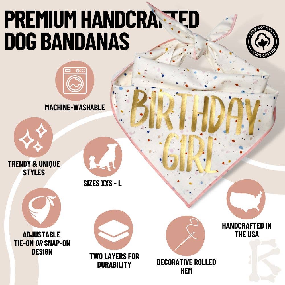 Confetti Birthday Girl or Birthday Boy Dog Bandana