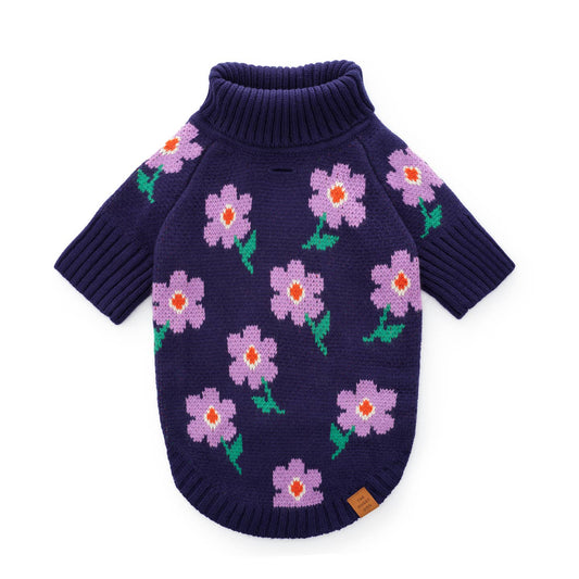 Purple Posies Dog Sweater