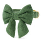 Green Herringbone Flannel Holiday Lady Dog Bow