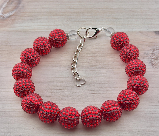 Christmas Red Rhinestone Dog Necklace