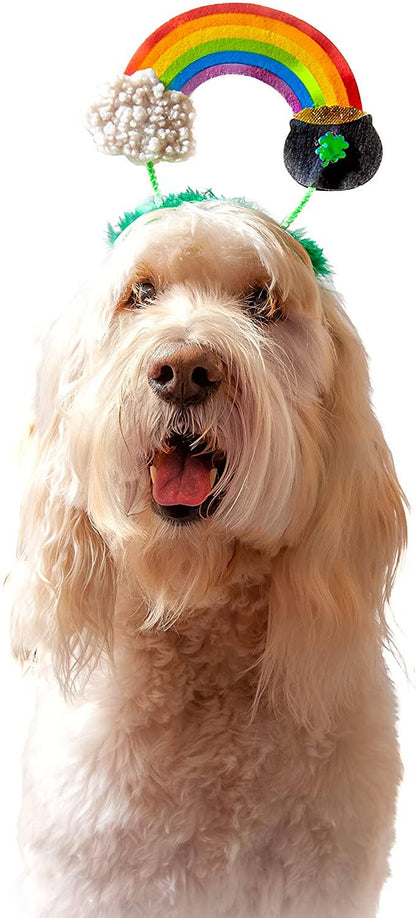 St. Patrick's Rainbow Pot of Gold Dog Headband