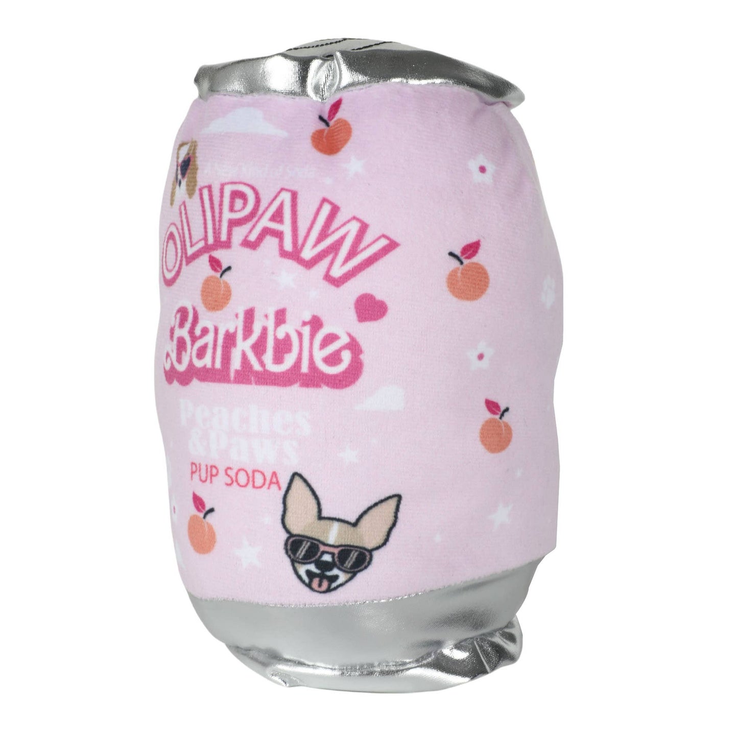 Olipaw PupSoda Barkbie  – Plush Squeaky Designer Dog Toy
