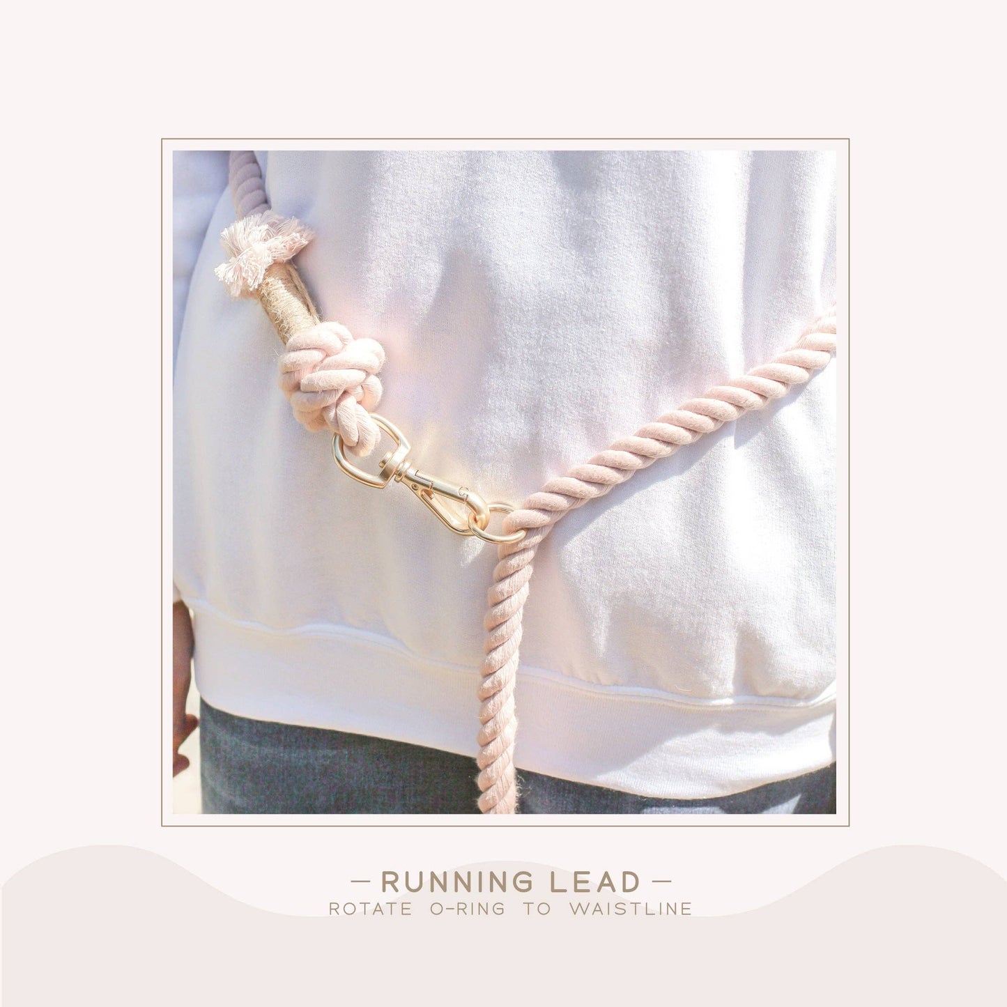 Rosy Quartz Ombre | Hands Free Rope Leash | 8ft Extra Sturdy