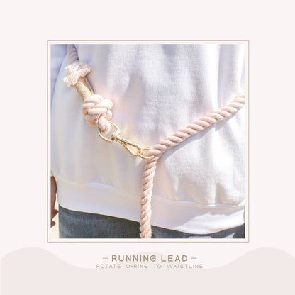 Rosy Quartz Ombre | Hands Free Rope Leash | 8ft Extra Sturdy