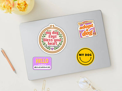 Cute Dog Sticker - Wear a Condom, Adopt a Dog 