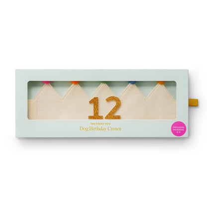Ivory Dog Dog Birthday Crown + Numbers Set