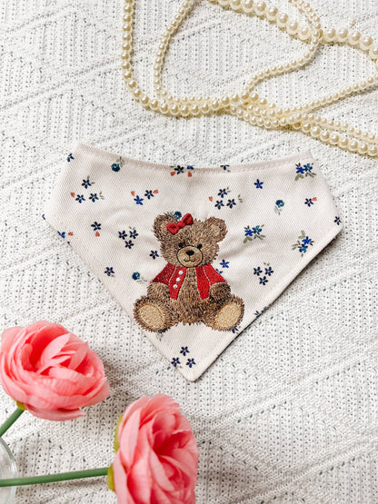 Bear Reversible Denim Floral Dog Bandana