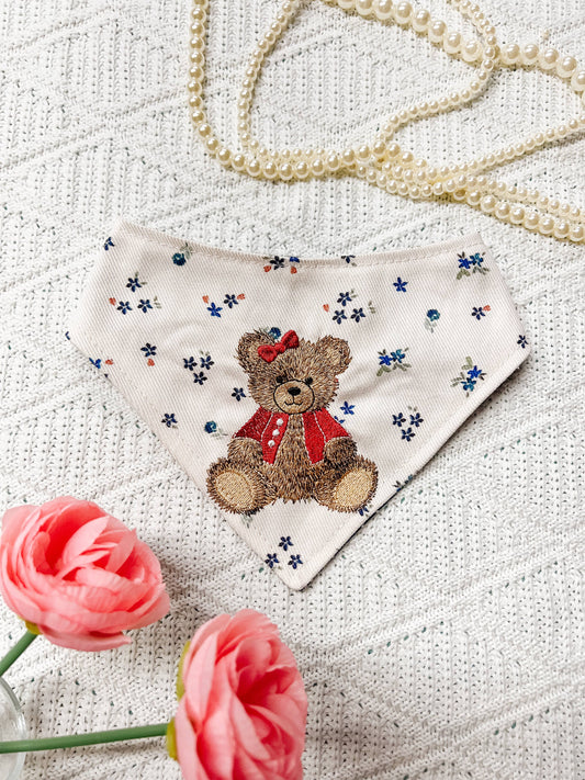 Bear Reversible Denim Floral Dog Bandana