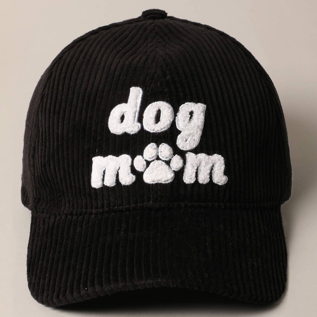 Dog Mom Chenille Patch Corduroy Baseball Cap-Assorted Colors