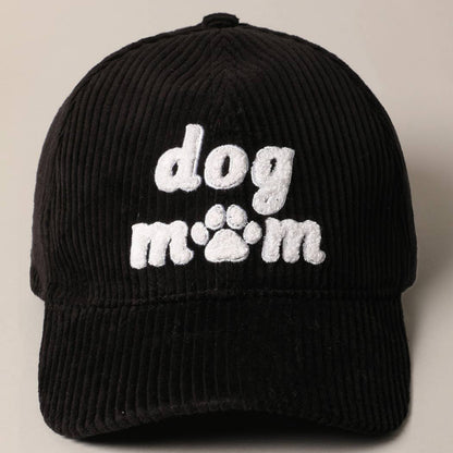 Dog Mom Chenille Patch Corduroy Baseball Cap-Assorted Colors