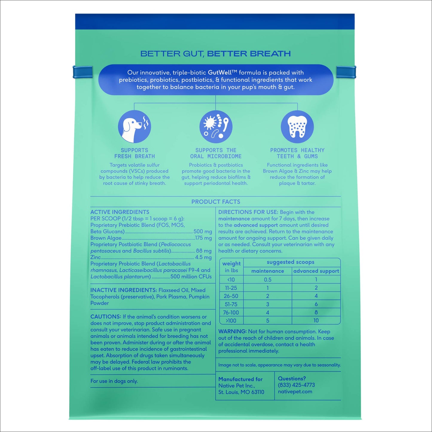 Native Pet GutWell Clean Breath, Dog Dental Care Supplement