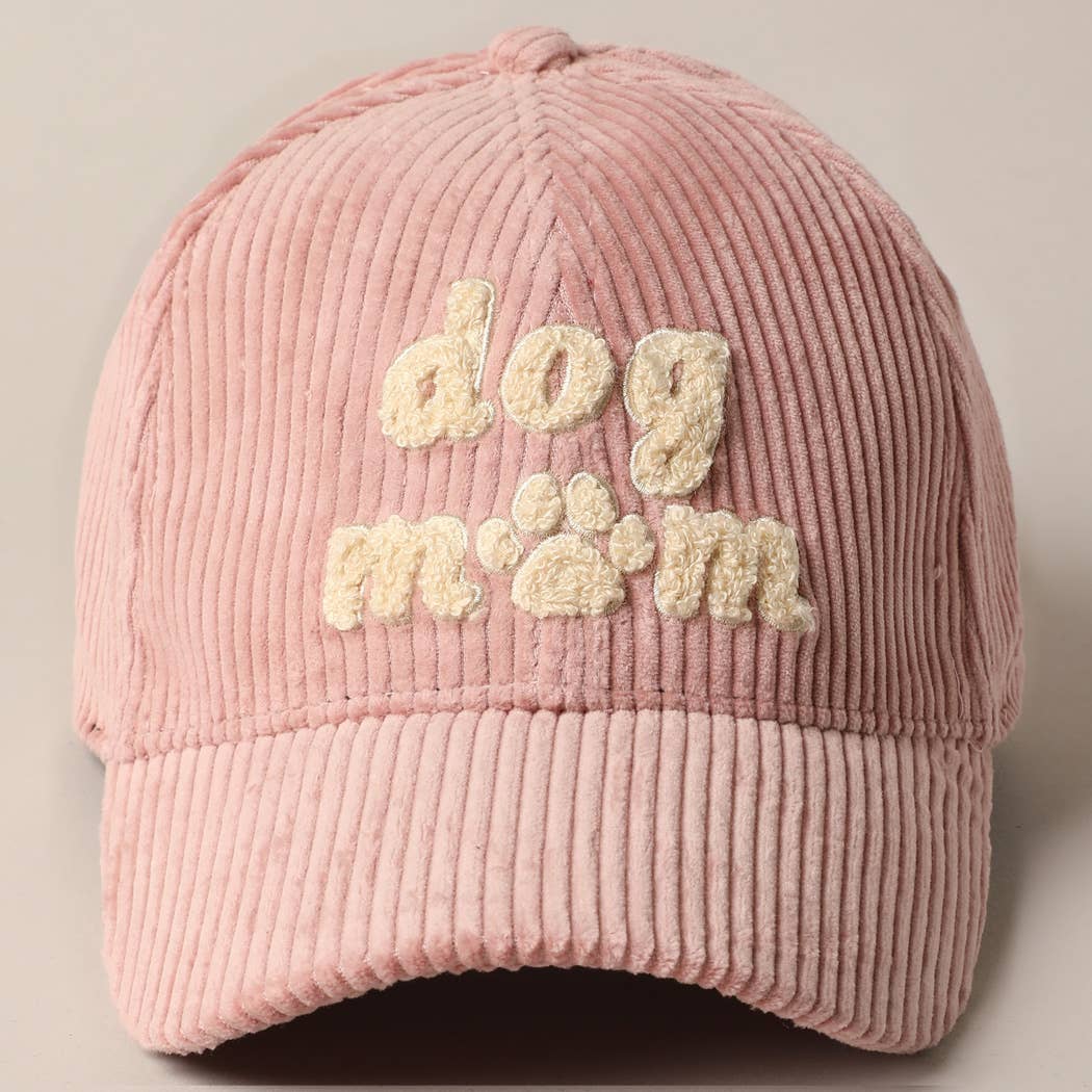 Dog Mom Chenille Patch Corduroy Baseball Cap-Assorted Colors