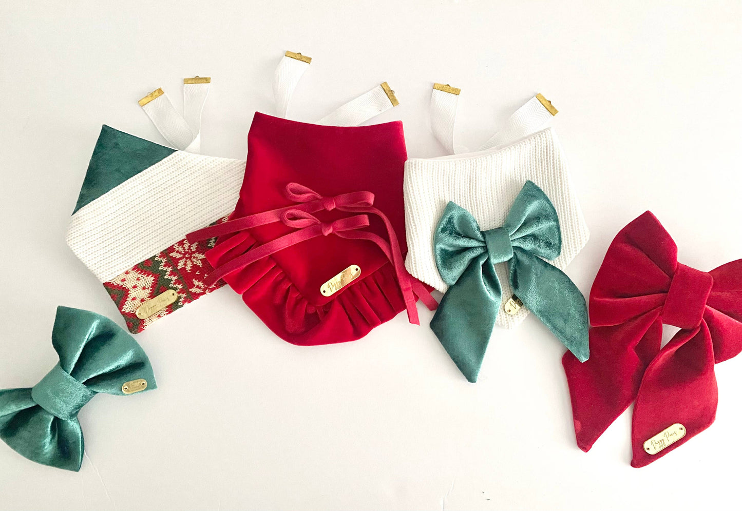 Christmas Red Velvet with Ruffle Dog Bandana