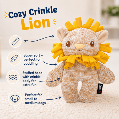 Cozy Crinkle Lion Dog Toy