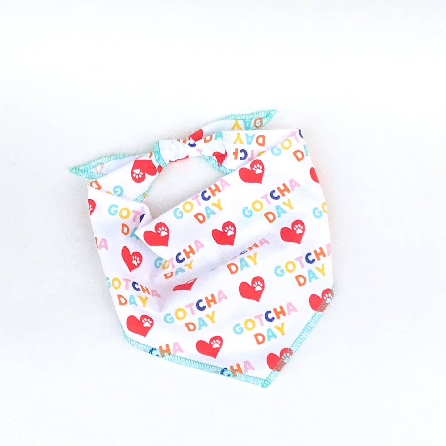 Gotcha Day Paw Print Hearts Dog Barkday Bandana