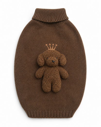Brown Knit Teddy Sweater