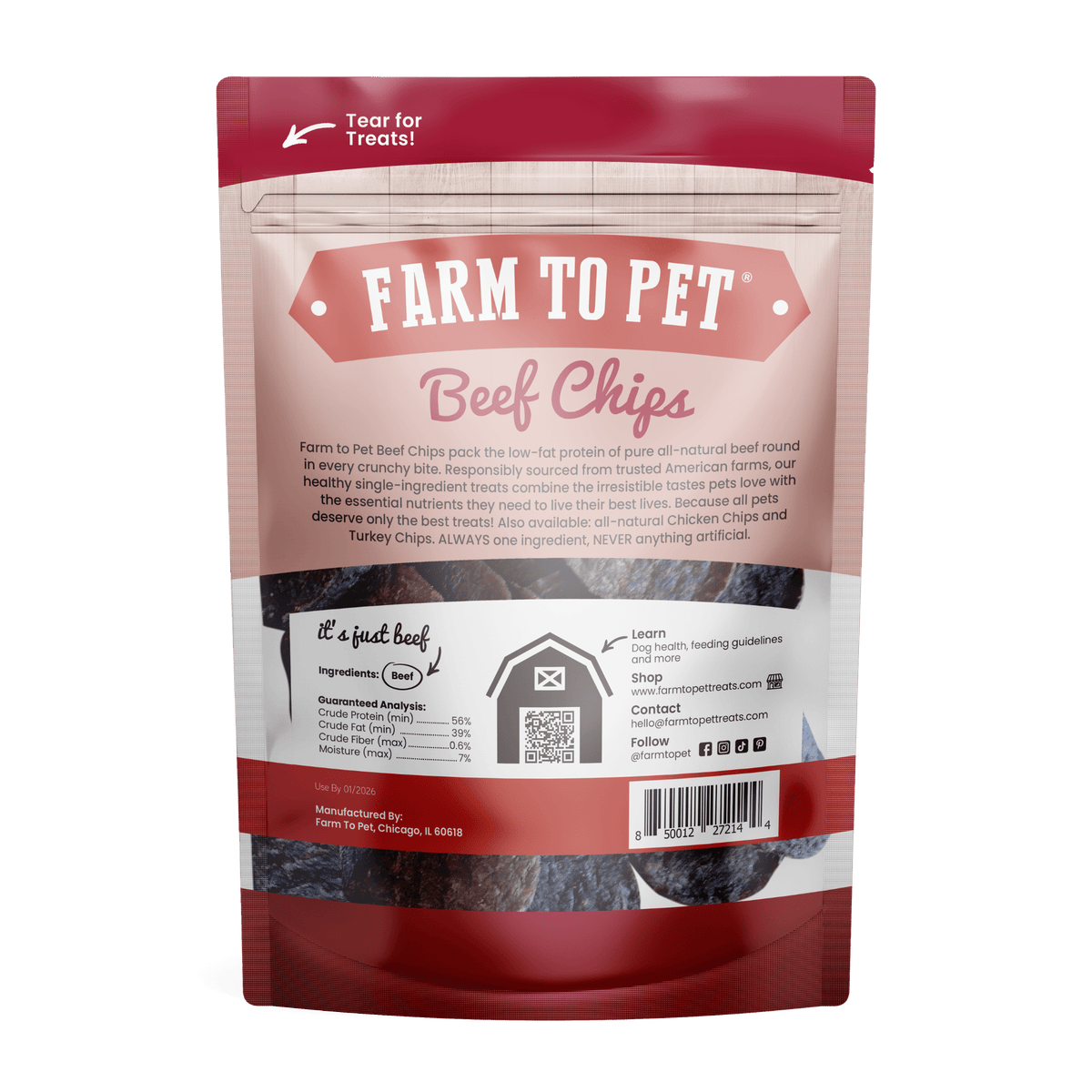 Beef Chips Dog Treats 12oz