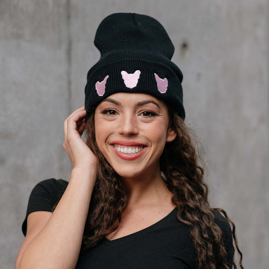 Black and Pink Beanie