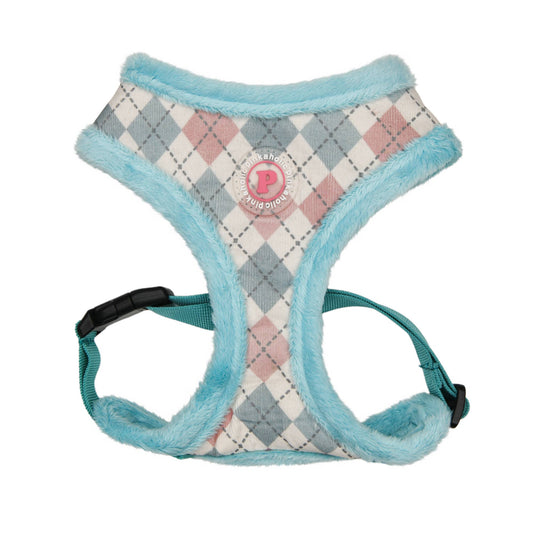 Pinkaholic Annika Dog Harness Argyle w/ Plush Bear - Aqua