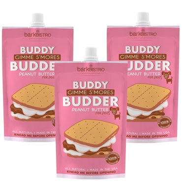 Paquetes exprimibles de mantequilla de maní para perros Budder con sabor mixto, 4 oz