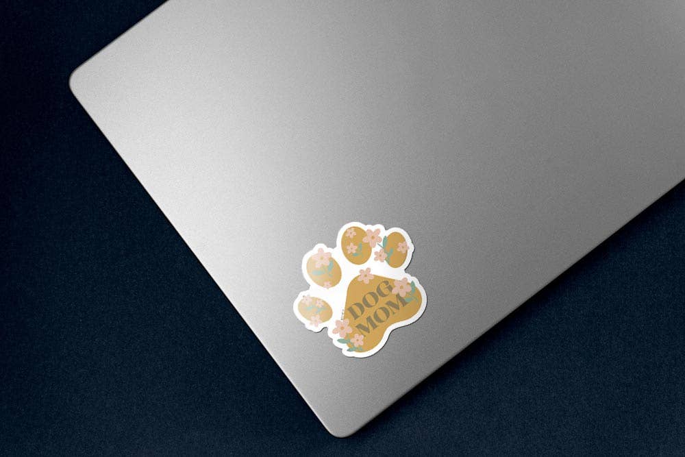 Floral Dog Mom Paw Vinyl Sticker