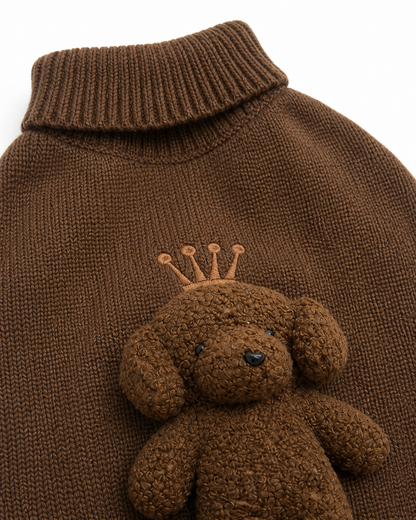 Brown Knit Teddy Sweater