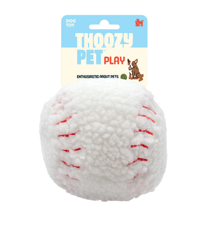 Baseball Plush Dog Toy 4"