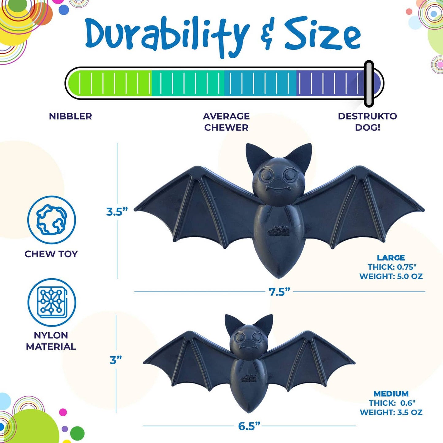 Vampire Bat Durable Nylon Chew Toy