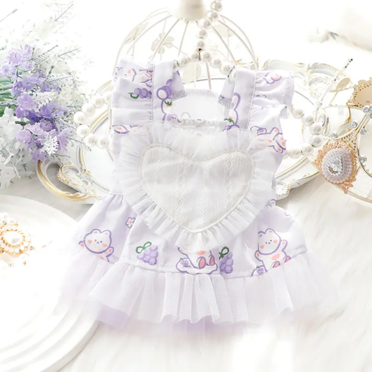 Cute Lavender Heart Ruffle Dress