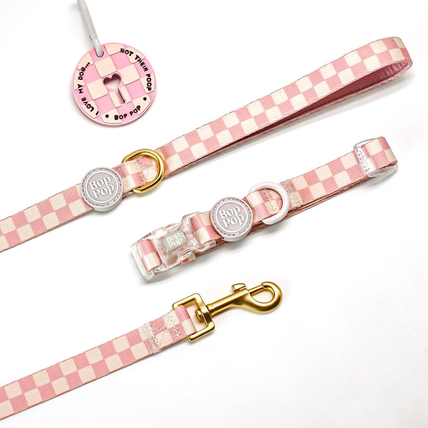 Checkerboard Dog Collar in Light Pink