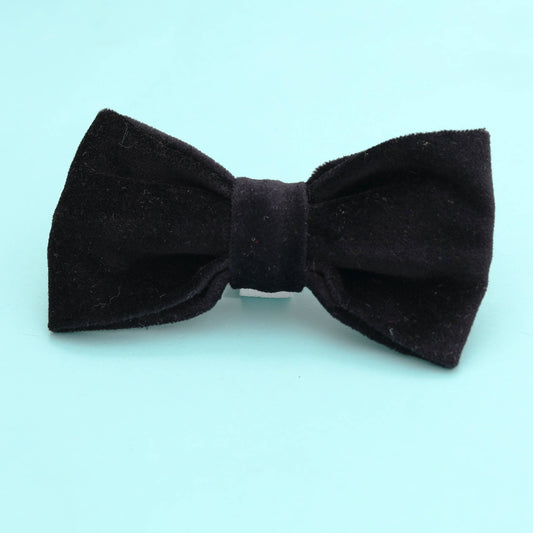 Halloween Black Velveteen Dog Collar Bow Tie